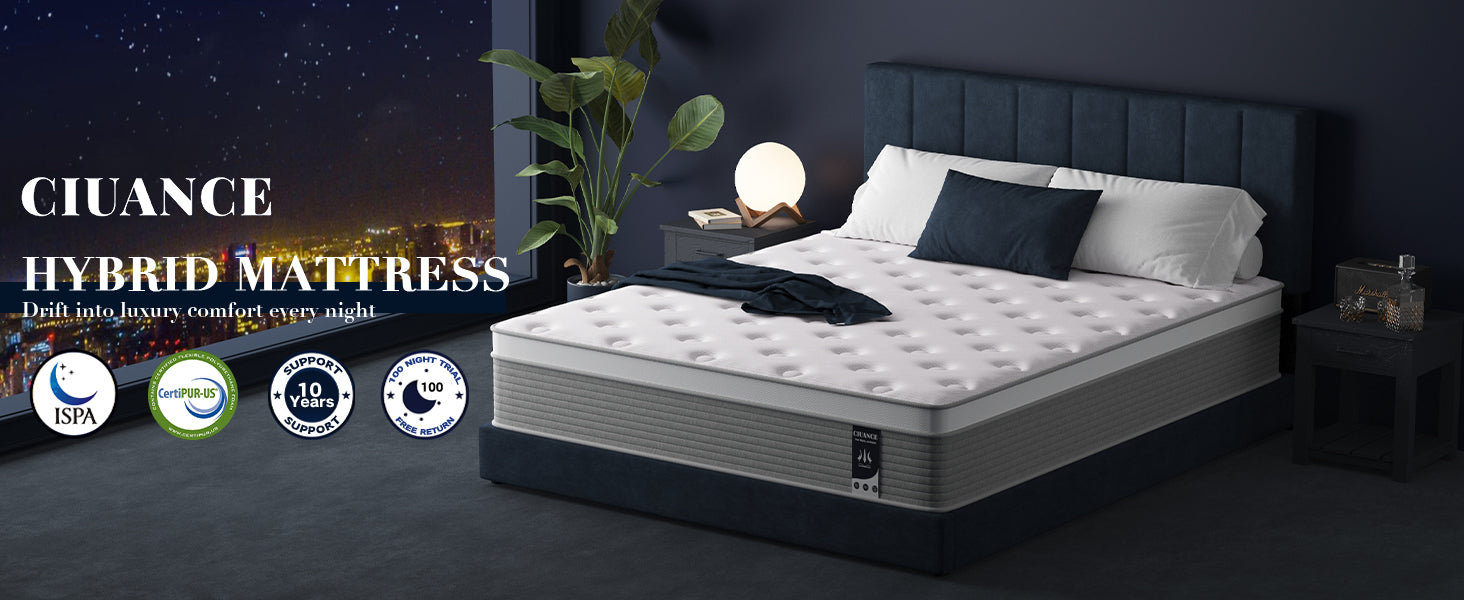 Twin XL Mattress, 12 Inch Twin XL Mattress in a Box Hybrid Design for Cooling Sleep Pressure Relief Supportive Fiberglass Free