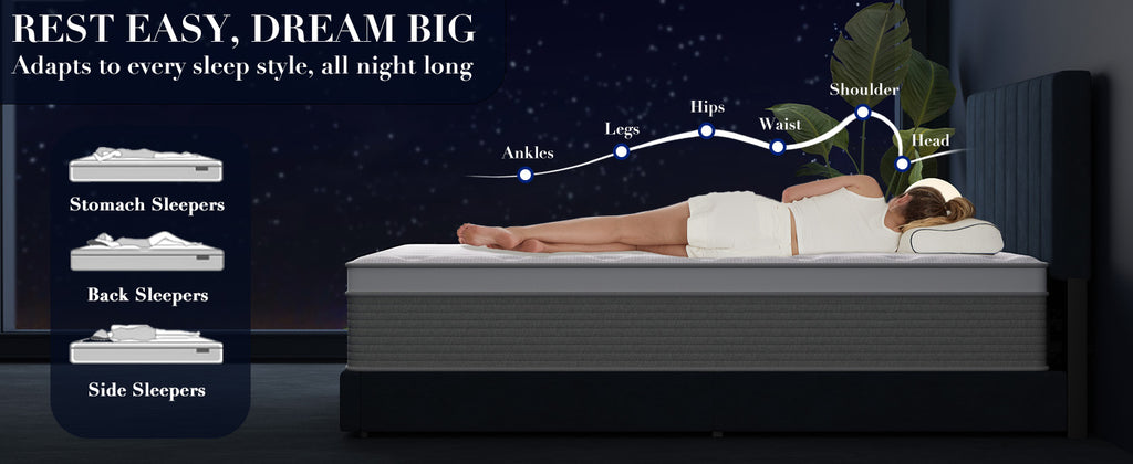 Twin XL Mattress, 12 Inch Twin XL Mattress in a Box Hybrid Design for Cooling Sleep Pressure Relief Supportive Fiberglass Free