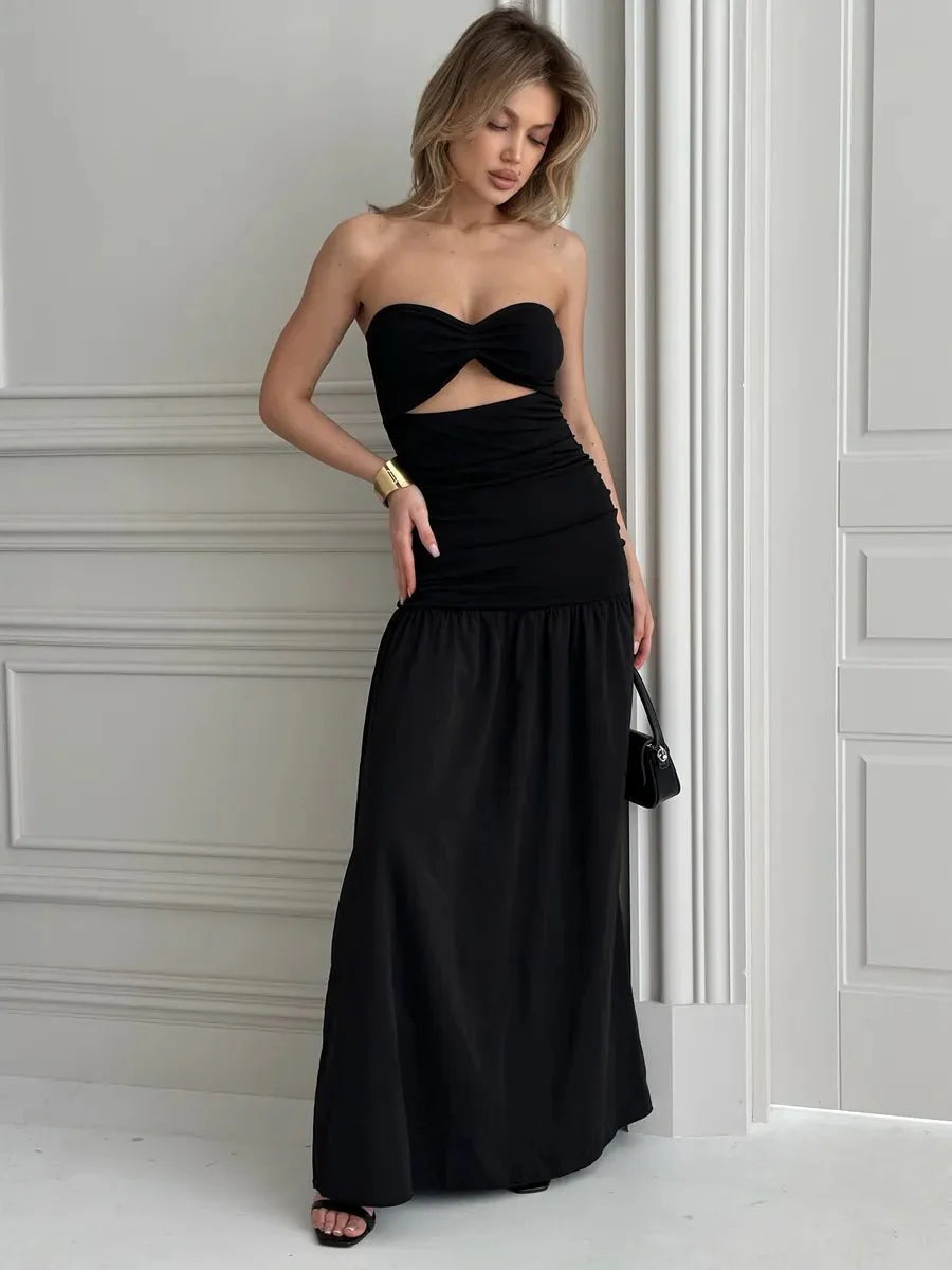 Donna Hollow Out Cinched Elegant Dress