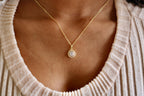 Sterling Silver 4 Prong Round Moissanite W/ Border Necklace