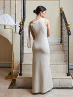 Ira One-shoulder Ribbon Long Dress