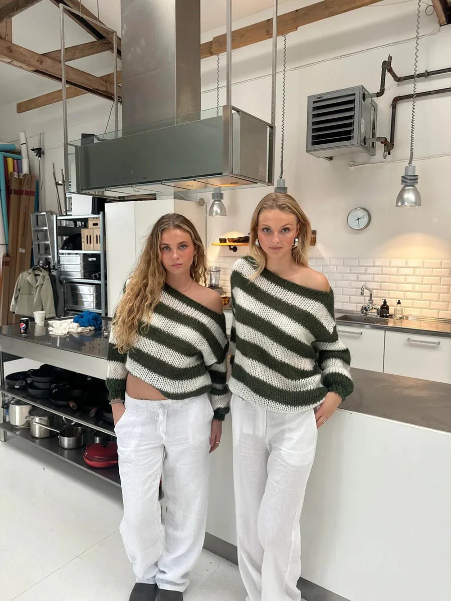 Jaida Loose Striped Pullover Sweater for Cozy Fashion