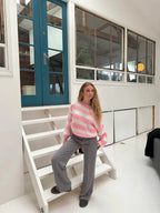 Jaida Loose Striped Pullover Sweater for Cozy Fashion