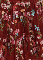 Margaret Floral Midi Dress Red