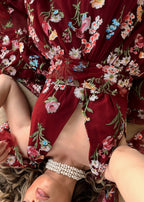 Margaret Floral Midi Dress Red