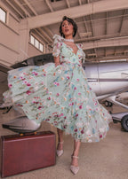 Margaret Floral Midi Dress Green