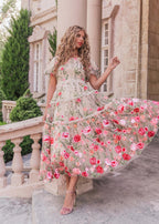 Rose Dress Midi - Cream