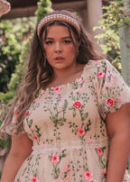 Rose Dress Midi - Cream