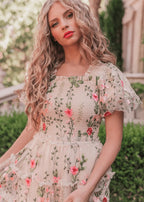 Rose Dress Midi - Cream
