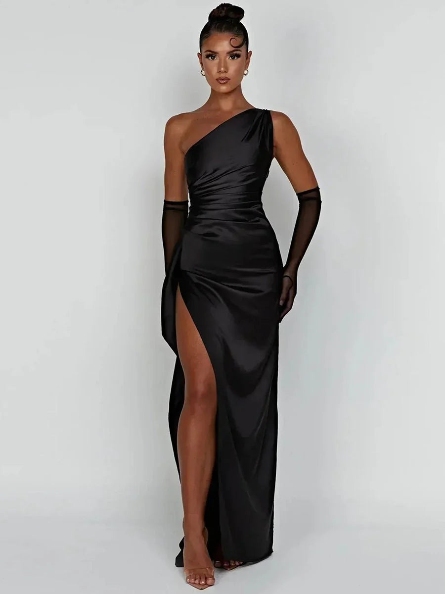 Manny One Shoulder Satin Maxi Dress Main image