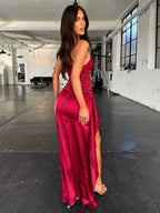 Manny One Shoulder Satin Maxi Dress