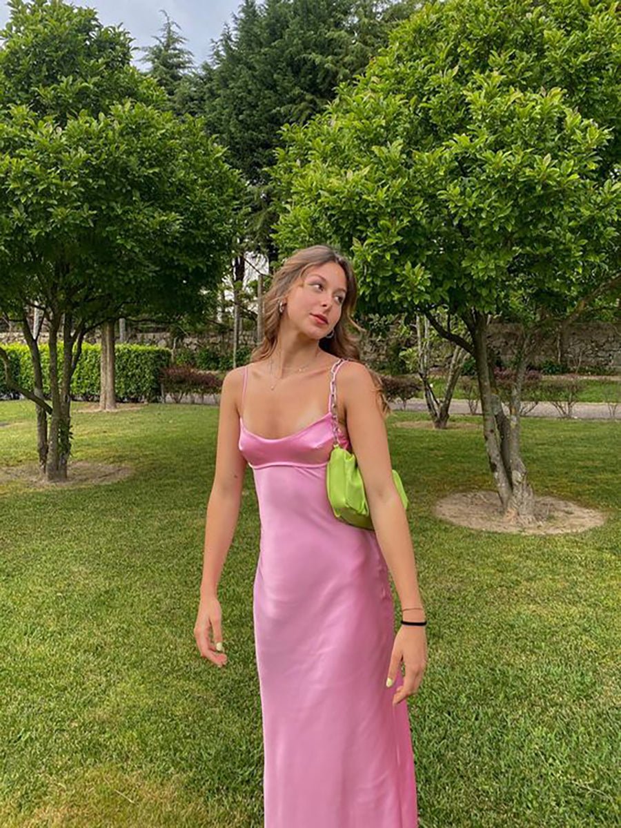 Mian Satin Long Dress Elegant Sleeveless