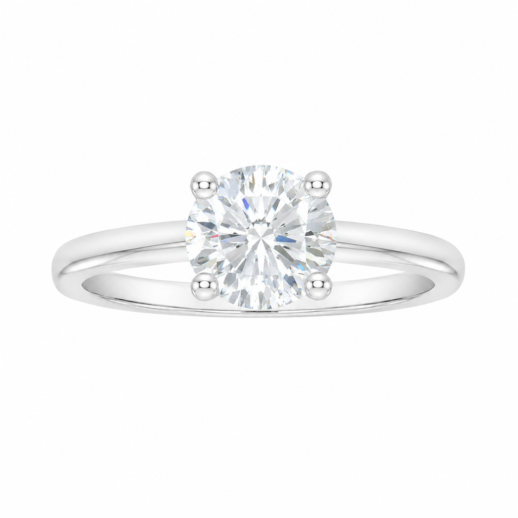 Sterling Silver 4 Prong 7MM 1.2CT Round Moissanite Ring