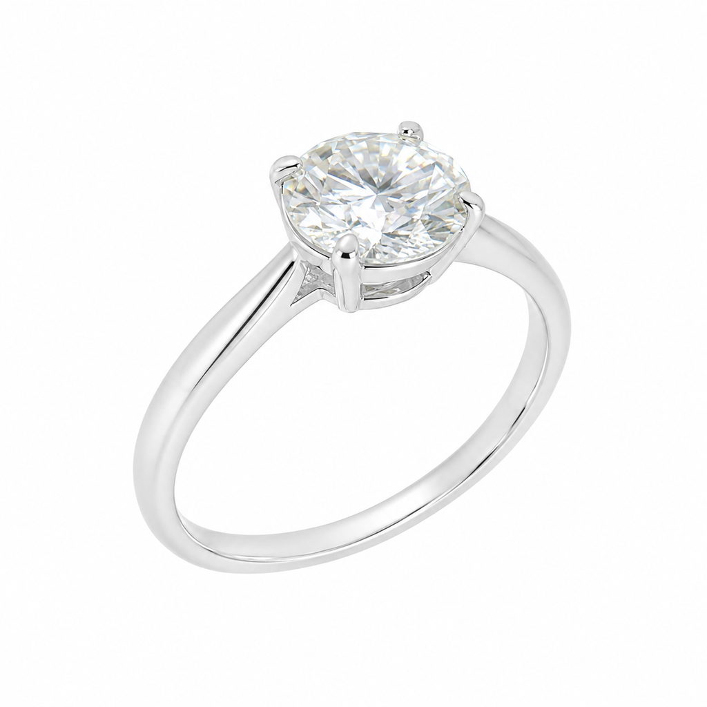 Sterling Silver 4 Prong 7MM 1.2CT Round Moissanite Ring