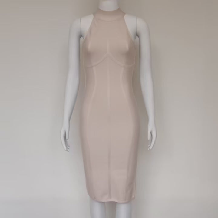 HQBORY Sexy sleeveless Vintage Black Bandage Dress Summer Women Slim Runway White Dress Bodycon Tank Turtleneck XL Vestido