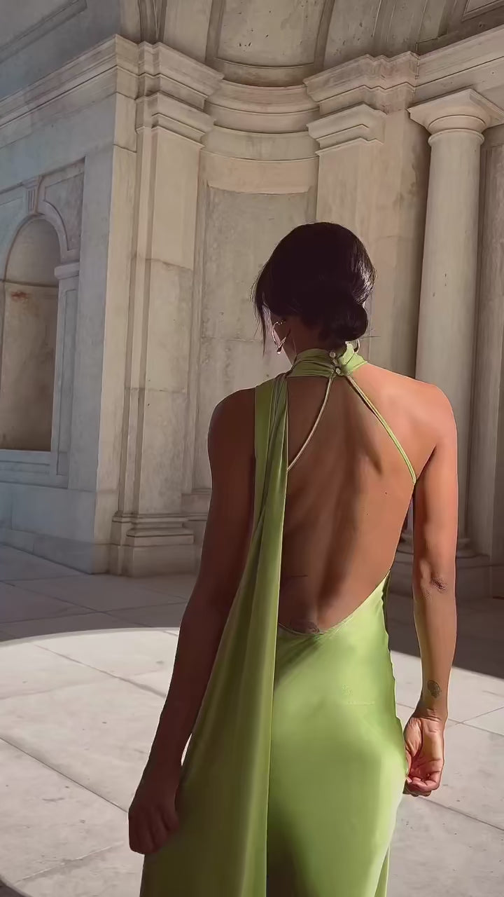 Elegant Ribbon Halter Dress Women Solid Off Shoulder Sleeveless Backless Slim Maxi Dresses 2026 Summer Autumn Party Robes Lady