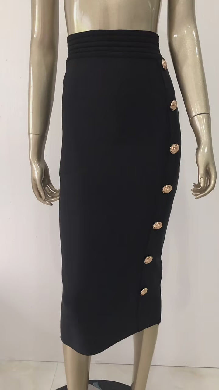 New Arrival Women Button Black Blue Red Bodycon Bandage Skirt 2026 Designer High Waist High Street Party Club Pencil Skirt 75cm
