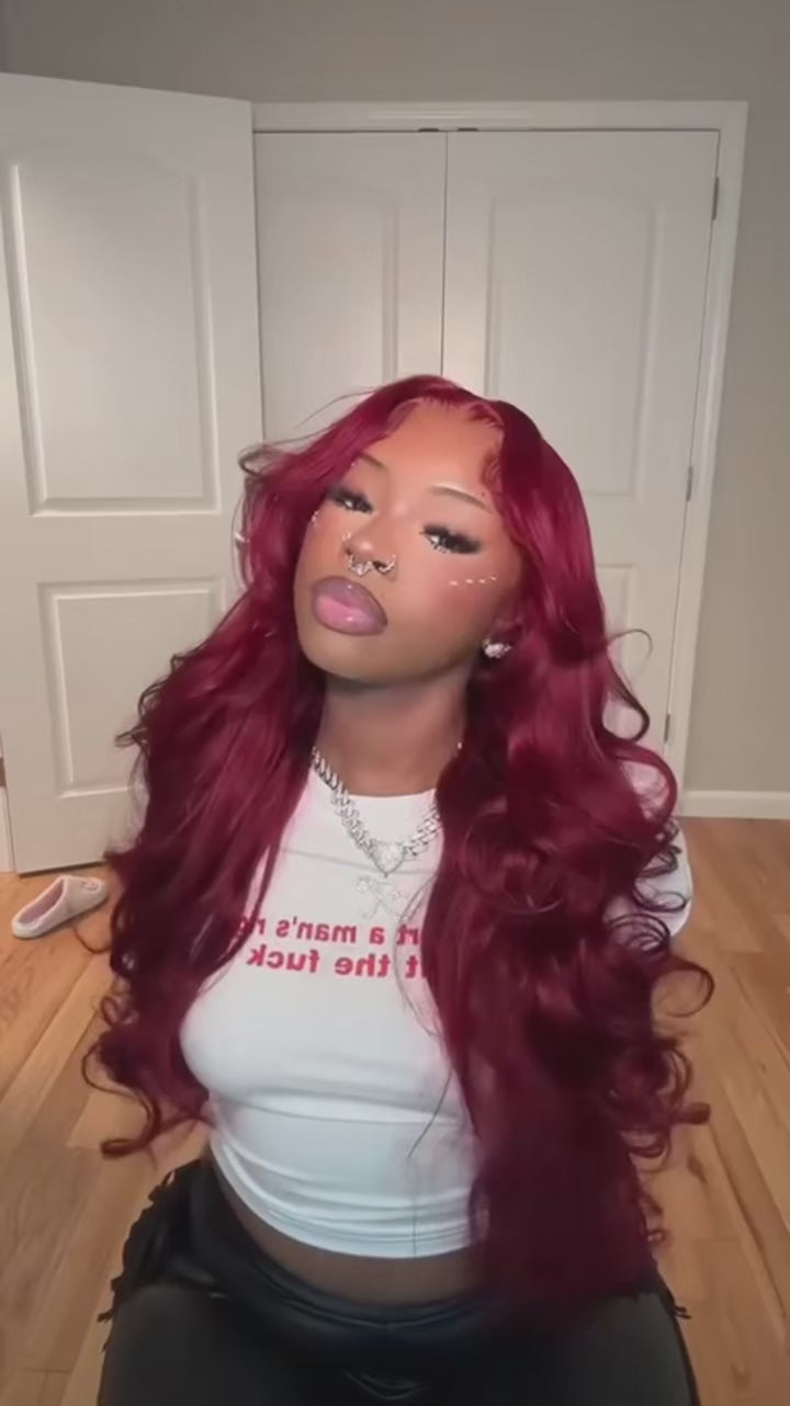 Burgundy 99J Body Wave Lace 13x6 HD Front Wigs Human Hair Pre Plucked with Baby Hair 13x4 Lace Front Wigs for Black Women Main image