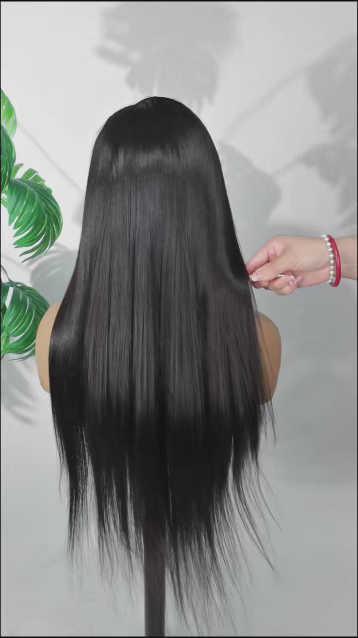 Straight 250 Density Real Full Lace Human Hair Wig Brazilian Pre Plucked 360 HD Full Lace Invisible Strap Snug Fit Wig For Women