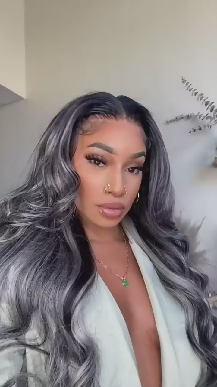 Colored Highlight White Black Body Wave Transparent 13x4 HD Lace Frontal Wigs For Women Brazilian Human Hair Wig 180 Density Main image
