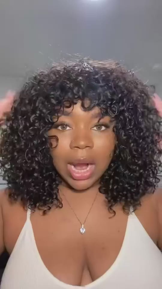 Jerry Curly Short Pixie Bob Cut Human Hair Wigs With Bangs For Women Wear To Go Peruvian Highlight Honey Water Wave Wigs