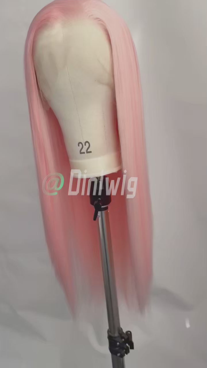 Light Pink Lace Wig 13x4 Long Straight Synthetic Lace Front Wigs for Women Heat Resistant Natural Hairline Daily Cosplay Party