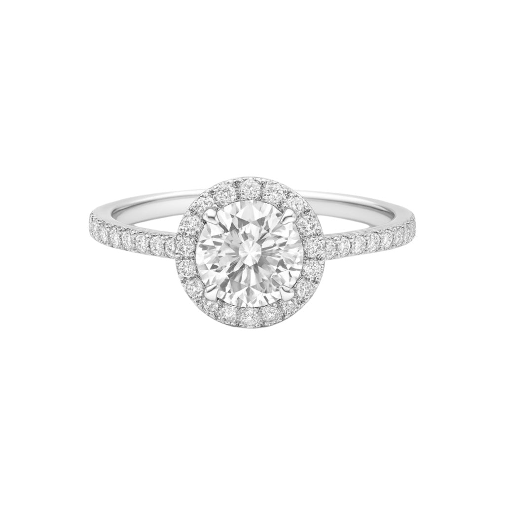 Sterling Silver Round 5MM 0.5CT Moissanite W/ Halo Ring
