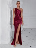 Formal Women's Evening Prom Elegant Party wedding guest  Celebrity Female Satin Maxi Club Wear Cocktail Dresses