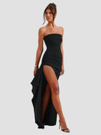 Yaser Strapless Split Long Dress